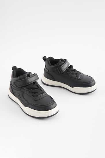 Black Elastic Lace Touch Fastening High Top Trainers