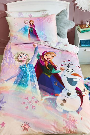 Disney Frozen Pink 100% Cotton Duvet Cover and Pillowcase Set