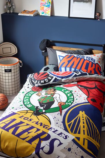 Multi NBA 100% Cotton Duvet Cover and Pillowcase Set