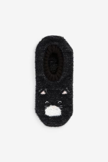 Black Sparkle Cat Footsie Slippers 1 Pack