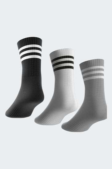 Buy adidas black white 3 Stripe Crew Length Socks 3 Pack from Next Bahrain