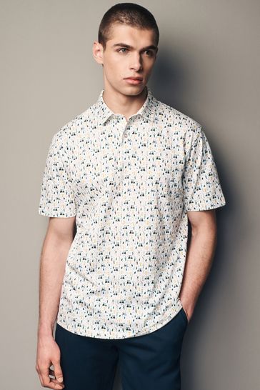 Buy White Blue Golf Print Polo Shirt from Next Ireland