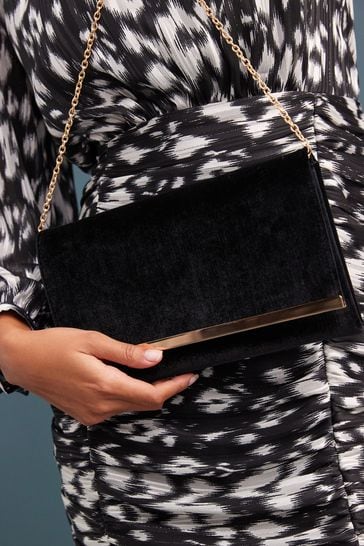 Black velvet cross body bag discount