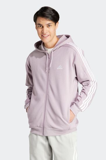 adidas Purple Sportswear Essentials Fleece 3-Stripes Full-Zip Hoodie