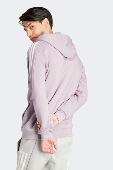 adidas Purple Sportswear Essentials Fleece 3 Stripes Zip Up Hoodie