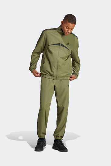 Olive green discount adidas suit