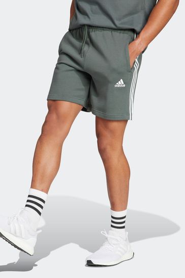 adidas Olive Green Sportswear Essentials French Terry 3-Stripes Shorts