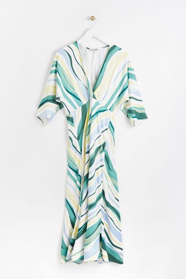 Buy Oliver Bonas Green Striped Midi Dress from Next Luxembourg