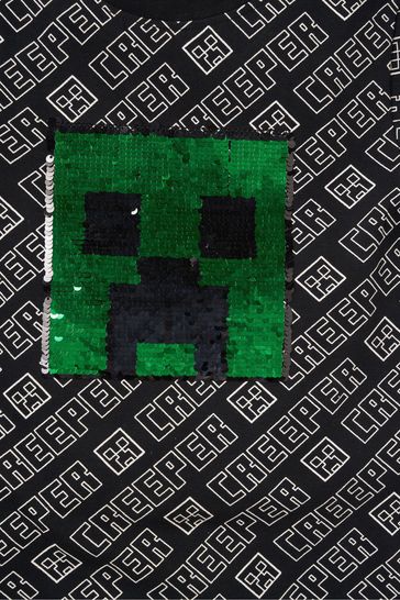 Angel Rocket Minecraft Sequin Black T Shirt