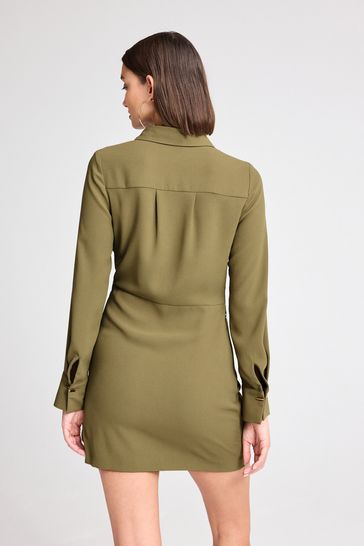 Buy Khaki Green Asymmetric Crepe Mini Dress from Next Bahrain