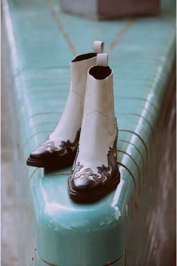 Buy ASRA London Marvelo Ankle Leather Western White Boots With Stitch and Cutout Detail from Next Germany