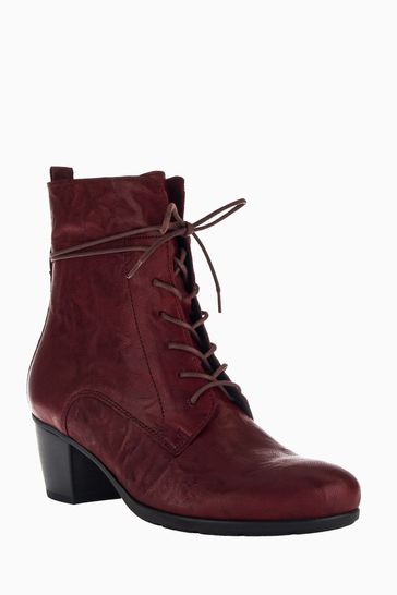 Dark red leather ankle boots best sale
