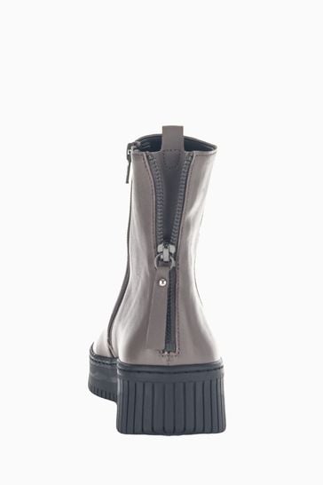 Gabor Grey Tower Taupe Leather Ankle Boots