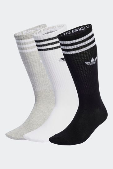 adidas Originals Solid Crew White Socks 3 Pairs