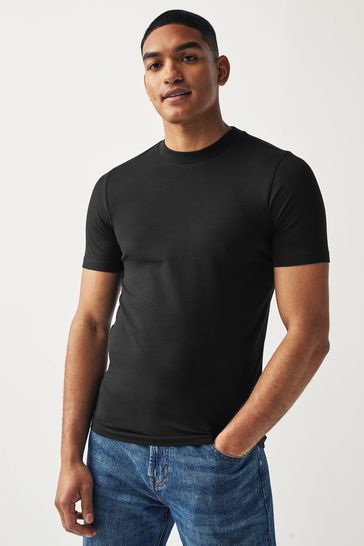 Black Muscle Fit Essential Crew Neck T-Shirt