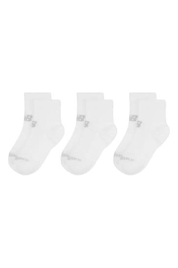 New Balance White Multipack Ankle Flat Socks