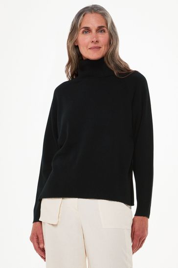 Black cashmere roll neck jumper deals