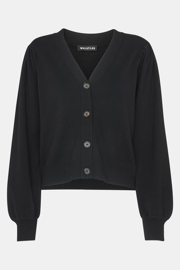 Black puff hot sale sleeve cardigan