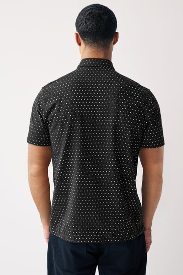 Black polo top shirt button up