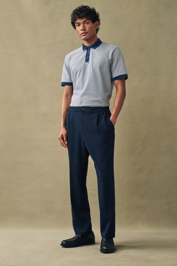 Blue Textured Polo Shirt