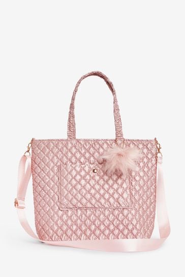 Monsoon Pink Girls Shimmer Quilted Tote Bag