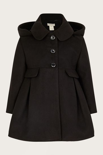 Monsoon Black Collar Hooded Coat