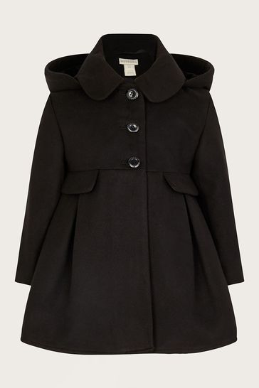High collar black coat deals