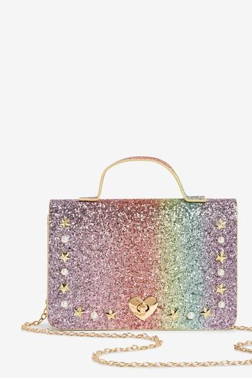 Monsoon Pink Over The Rainbow Glitter Satchel Bag