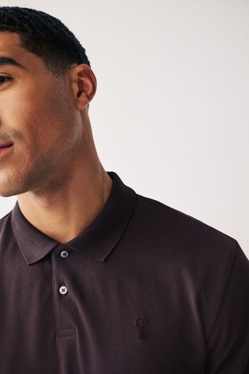 Purple button clearance down polo shirt