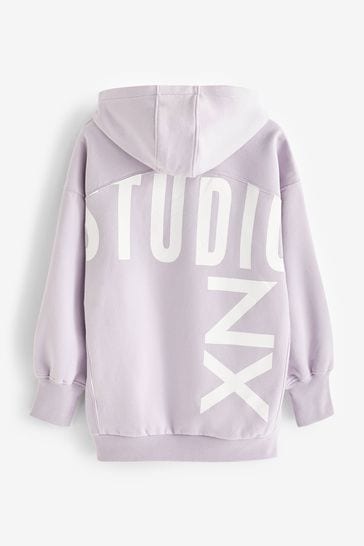 Lilac Purple Oversized Relaxed Fit Active Longline Overhead Hoodie