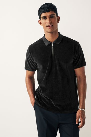Black Velvet Polo Shirt