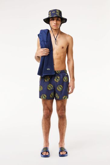 Lacoste Navy Short Printed Swim Trunks