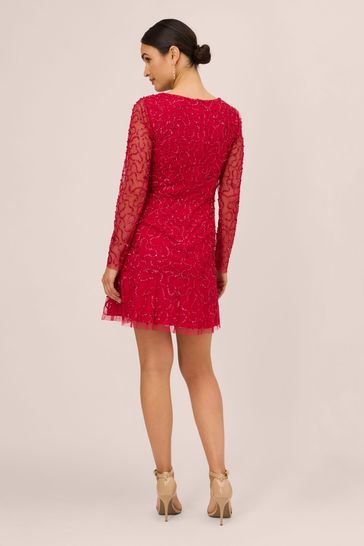 Adrianna Papell Studio Red Beaded Short Dress