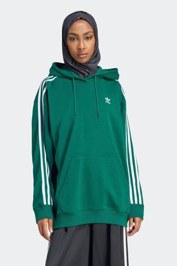 adidas Originals Green Adicolor 3-Stripes Oversized Hoodie