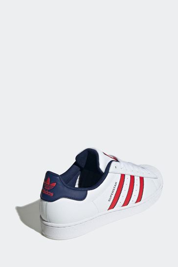 Mens red white deals and blue adidas superstar