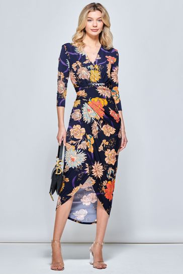 Blue wrap new arrivals bodycon dress