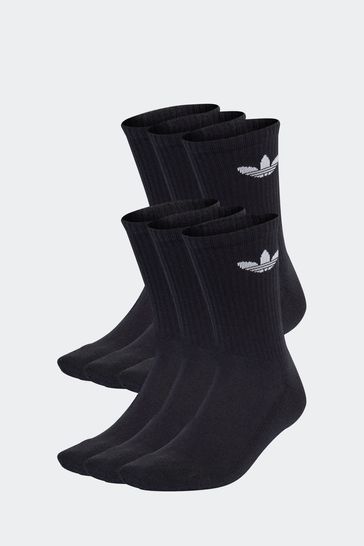 adidas Black Tre Crew Socks 6 Pack