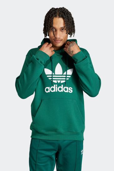Adidas originals trefoil hoodie green hot sale