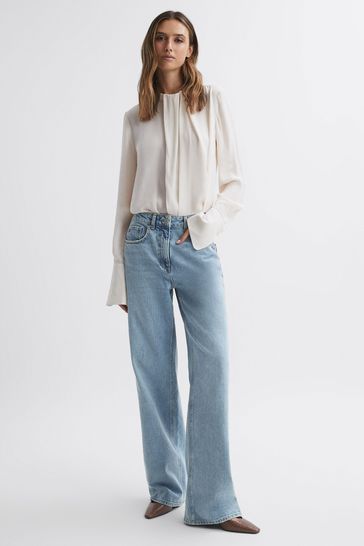 Buy Reiss Light Blue Marion Mid Rise Wide Leg Jeans from Next Ireland