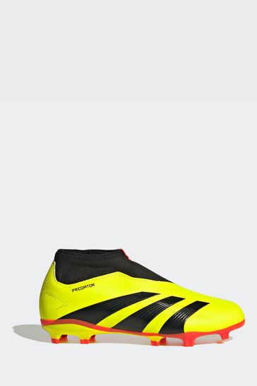 adidas Yellow Predator 24 League Laceless Firm Ground Kids Football Boots