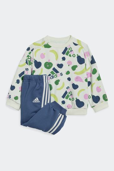 adidas Green/Grey Kids Sportswear Essentials Allover Print Jogger Set