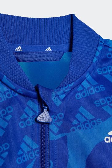adidas Blue Sportswear Essentials Allover Kids Printed Tracksuit