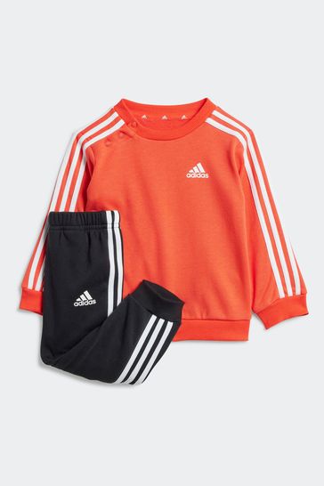 adidas Red/Black Sportswear Essentials 3-Stripes Kids Jogger Set