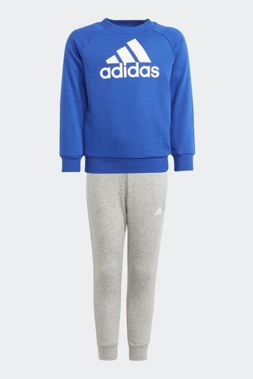 adidas Blue/Grey Kids Essentials Logo Joggers Set