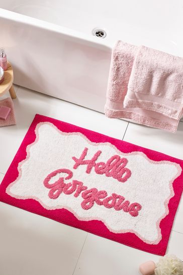 Buy Pink Hello Gorgeous Bath Mat from Next Luxembourg