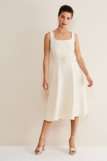 Phase Eight Cream Ethel Fit And Flare Dress