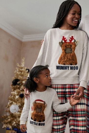 Grey/Red Hamish Matching Family Womens Cosy Cotton Pyjamas