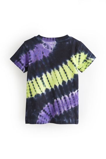 Blue, Purple and Pink Tie Dye Short Sleeved T-Shirt