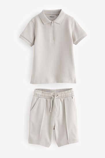 Buy Grey Zip Polo Shirt and Shorts Set 3mths 7yrs from Next