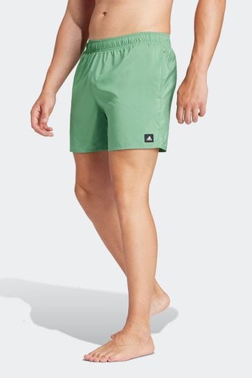 adidas Green Solid CLX Classic Length Swim Shorts